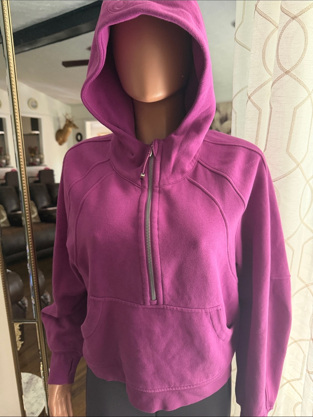 Women’s Fuchsia Half-Zip Hoodie Sweater